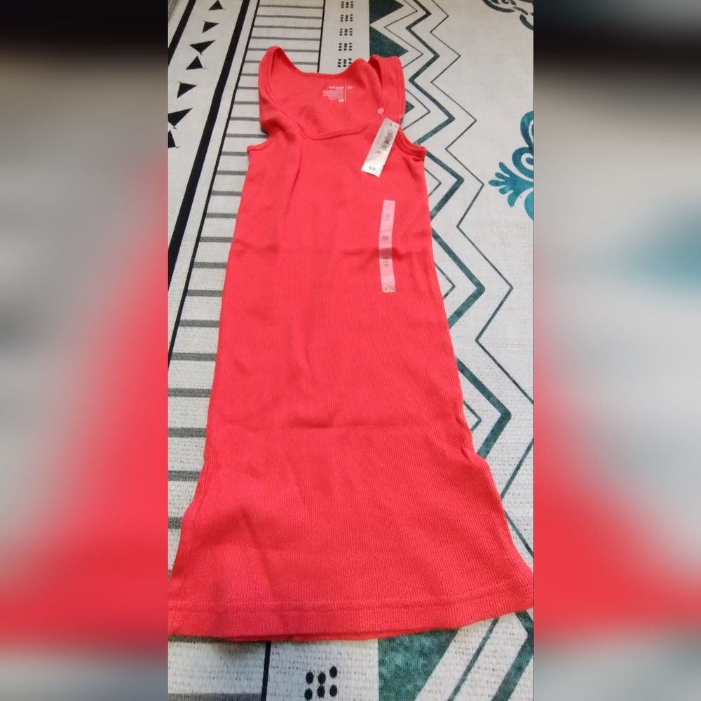 NWT! Old Navy Size Xs Orange Red Long Length Tank Top